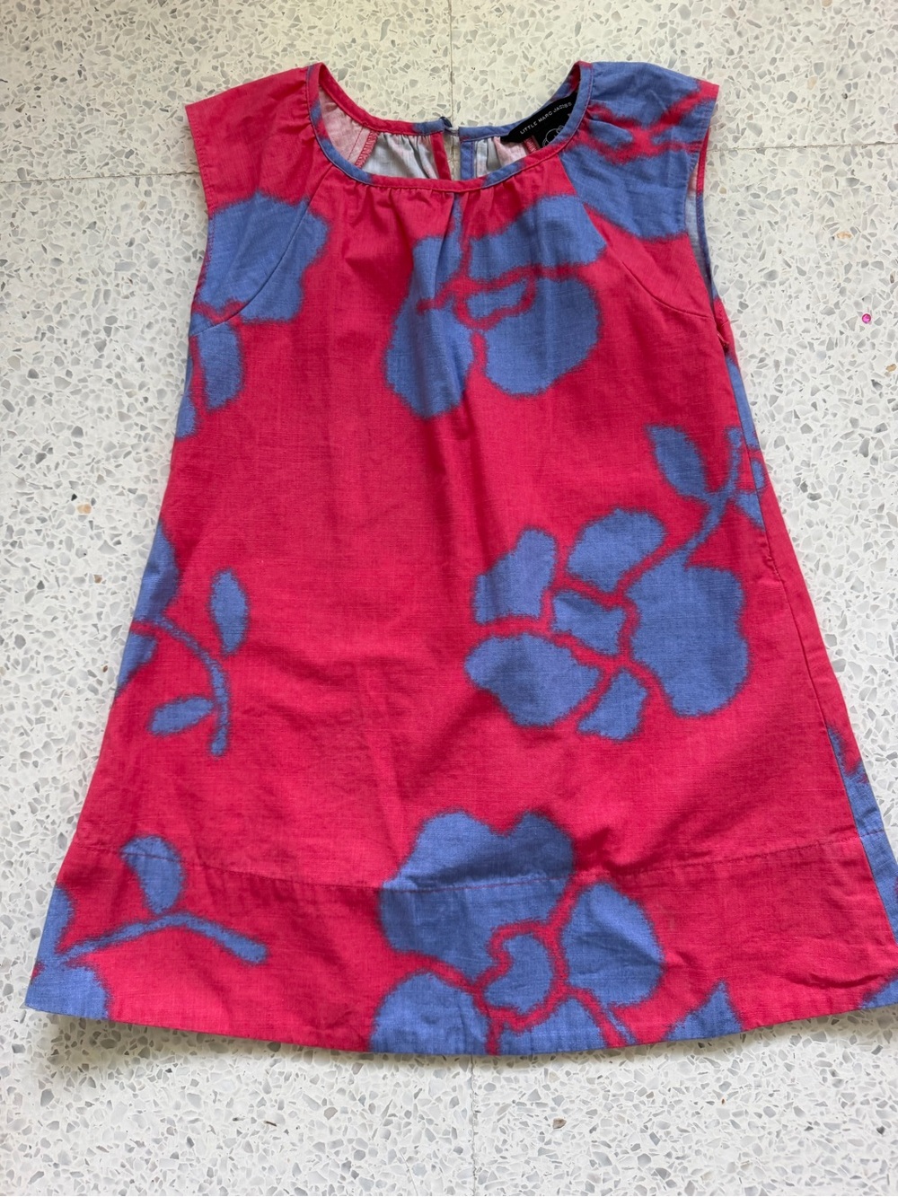 Little Marc Jacobs Red Shift Dress with Blue Floral Print